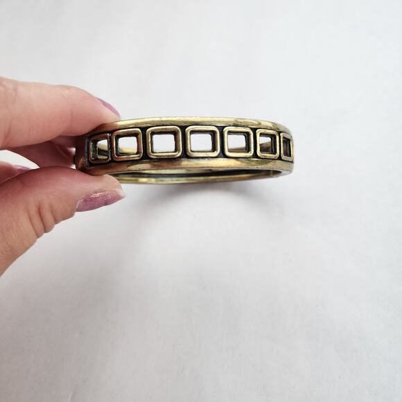 Heidi Daus Bangle Bracelet Hinge Old Gold Purple Cognac Crystal Age Of elegance - Picture 9 of 12